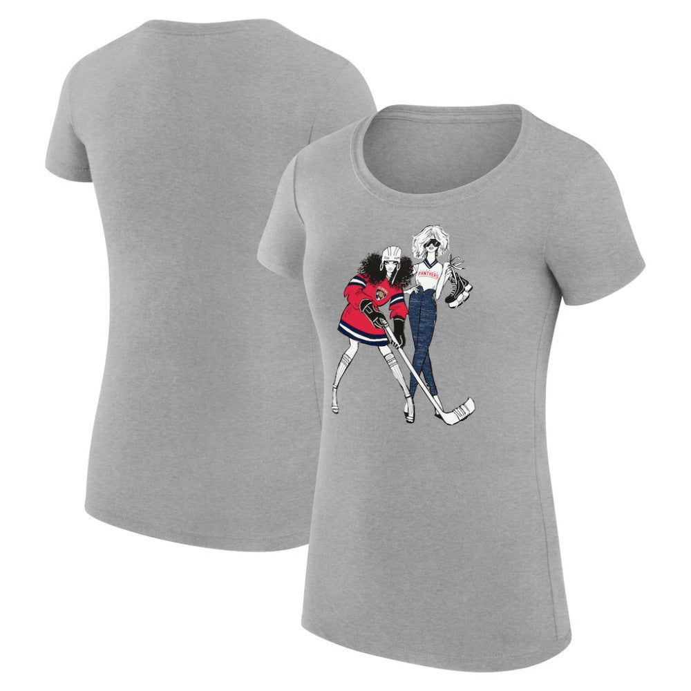 Florida Panthers G-III 4Her by Carl Banks Women's Super-Slim Fit Lightweight Hockey Girls T-Shirt - Heather Gray - NHL