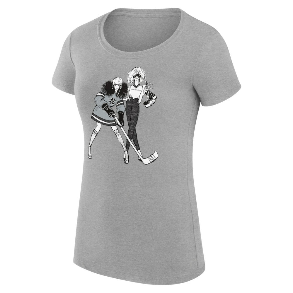 Los Angeles Kings G-III 4Her by Carl Banks Women's Super-Slim Fit Lightweight Hockey Girls T-Shirt - Heather Gray - NHL
