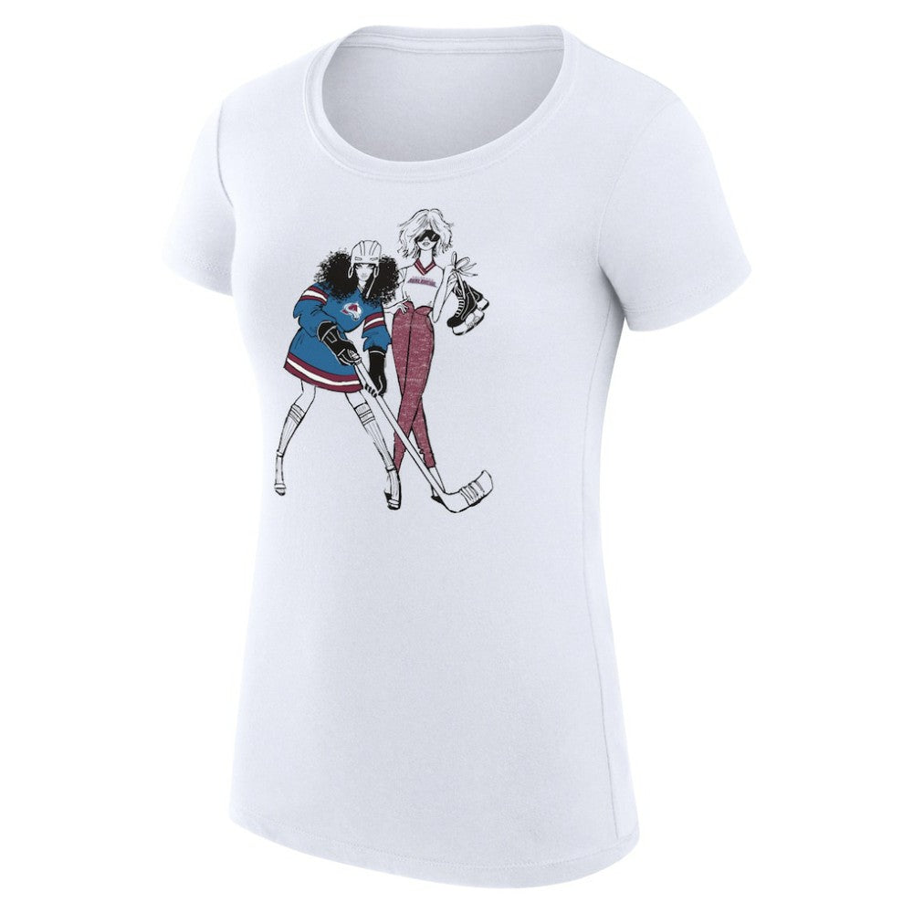 Colorado Avalanche G-III 4Her by Carl Banks Women's Super-Slim Fit Lightweight Hockey Girls T-Shirt - White - NHL