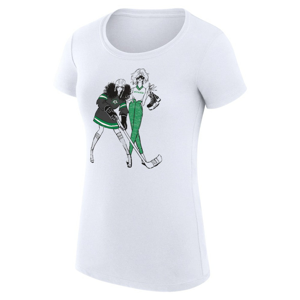 Dallas Stars G-III 4Her by Carl Banks Women's Super-Slim Fit Lightweight Hockey Girls T-Shirt - White - NHL