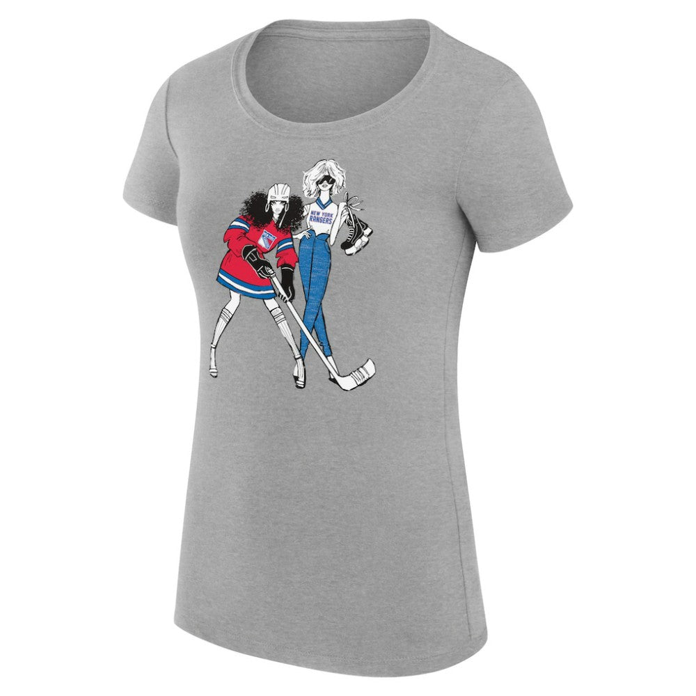 New York Rangers G-III 4Her by Carl Banks Women's Super-Slim Fit Lightweight Hockey Girls T-Shirt - Heather Gray - NHL