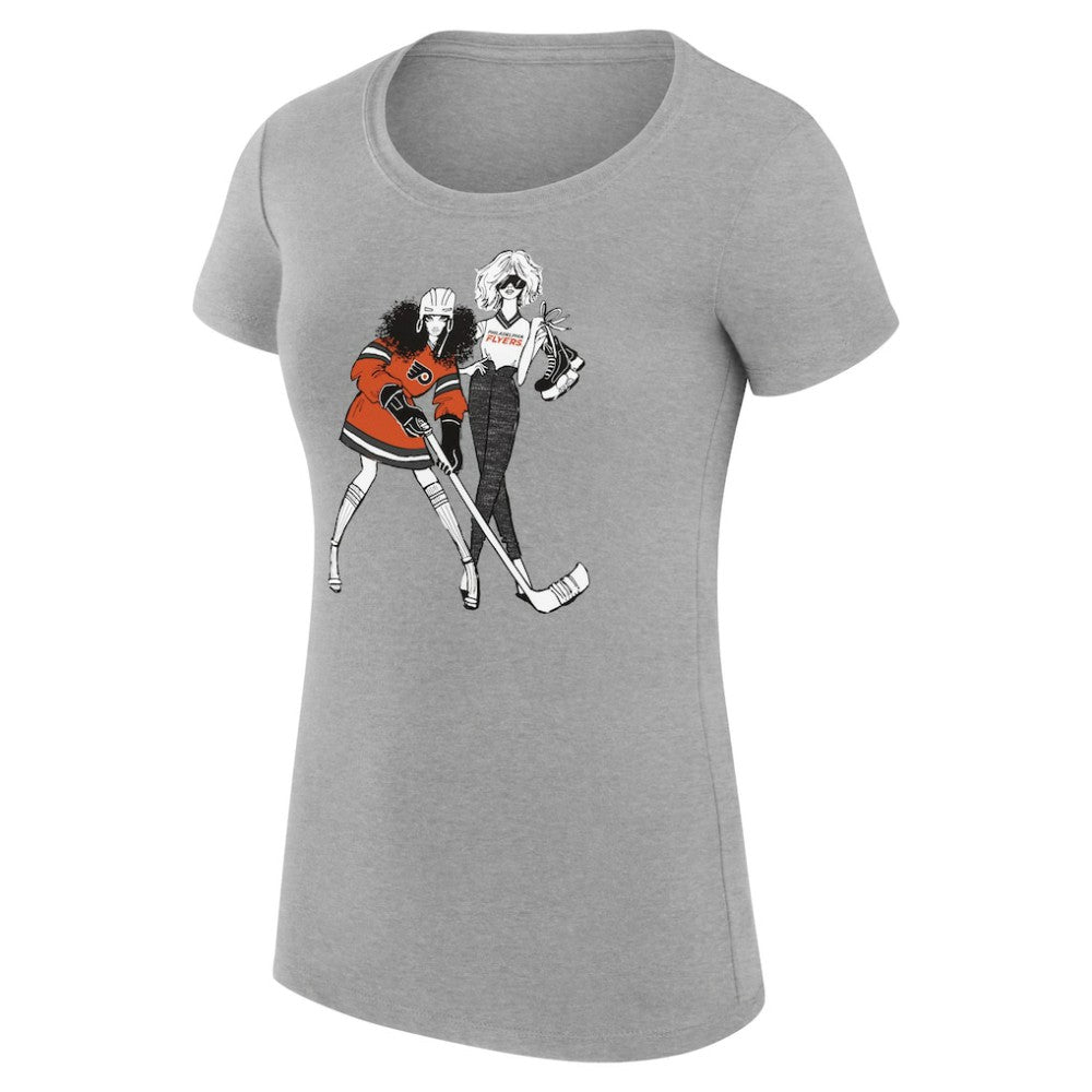 Philadelphia Flyers G-III 4Her by Carl Banks Women's Super-Slim Fit Lightweight Hockey Girls T-Shirt - Heather Gray - NHL