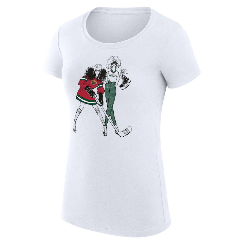 Minnesota Wild G-III 4Her by Carl Banks Women's Super-Slim Fit Lightweight Hockey Girls T-Shirt - White - NHL