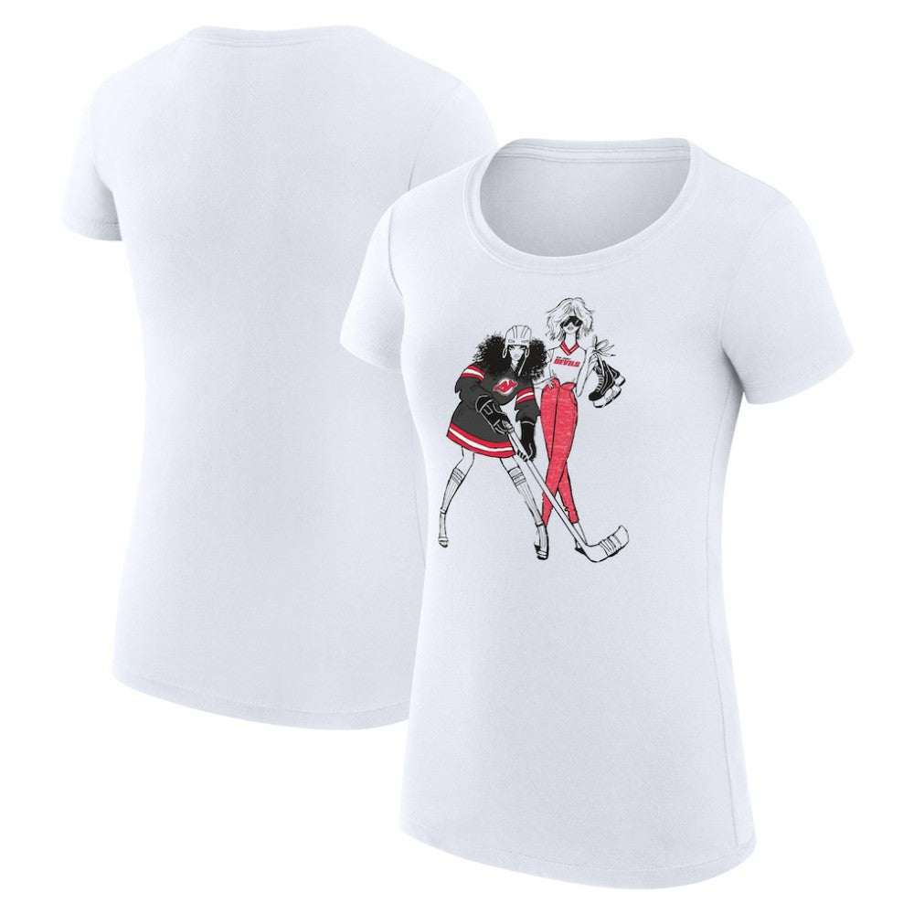 New Jersey Devils G-III 4Her by Carl Banks Women's Super-Slim Fit Lightweight Hockey Girls T-Shirt - White - NHL