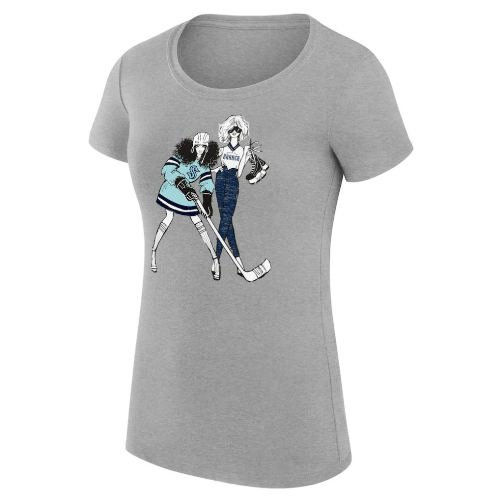 Seattle Kraken G-III 4Her by Carl Banks Women's Super-Slim Fit Lightweight Hockey Girls T-Shirt - Heather Gray - NHL