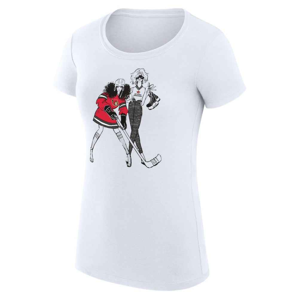Ottawa Senators G-III 4Her by Carl Banks Women's Super-Slim Fit Lightweight Hockey Girls T-Shirt - White - NHL