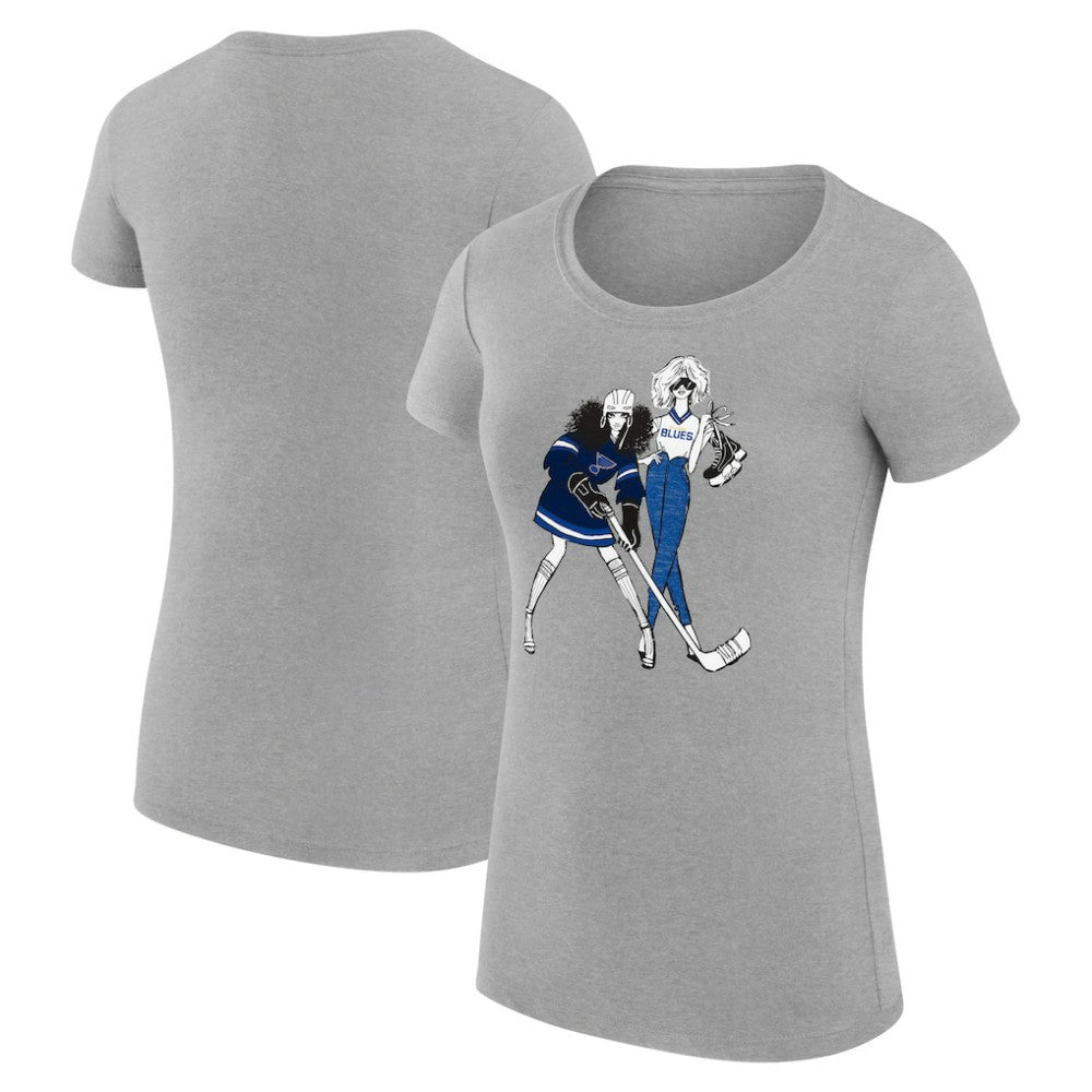 St. Louis Blues G-III 4Her by Carl Banks Women's Super-Slim Fit Lightweight Hockey Girls T-Shirt - Heather Gray - NHL