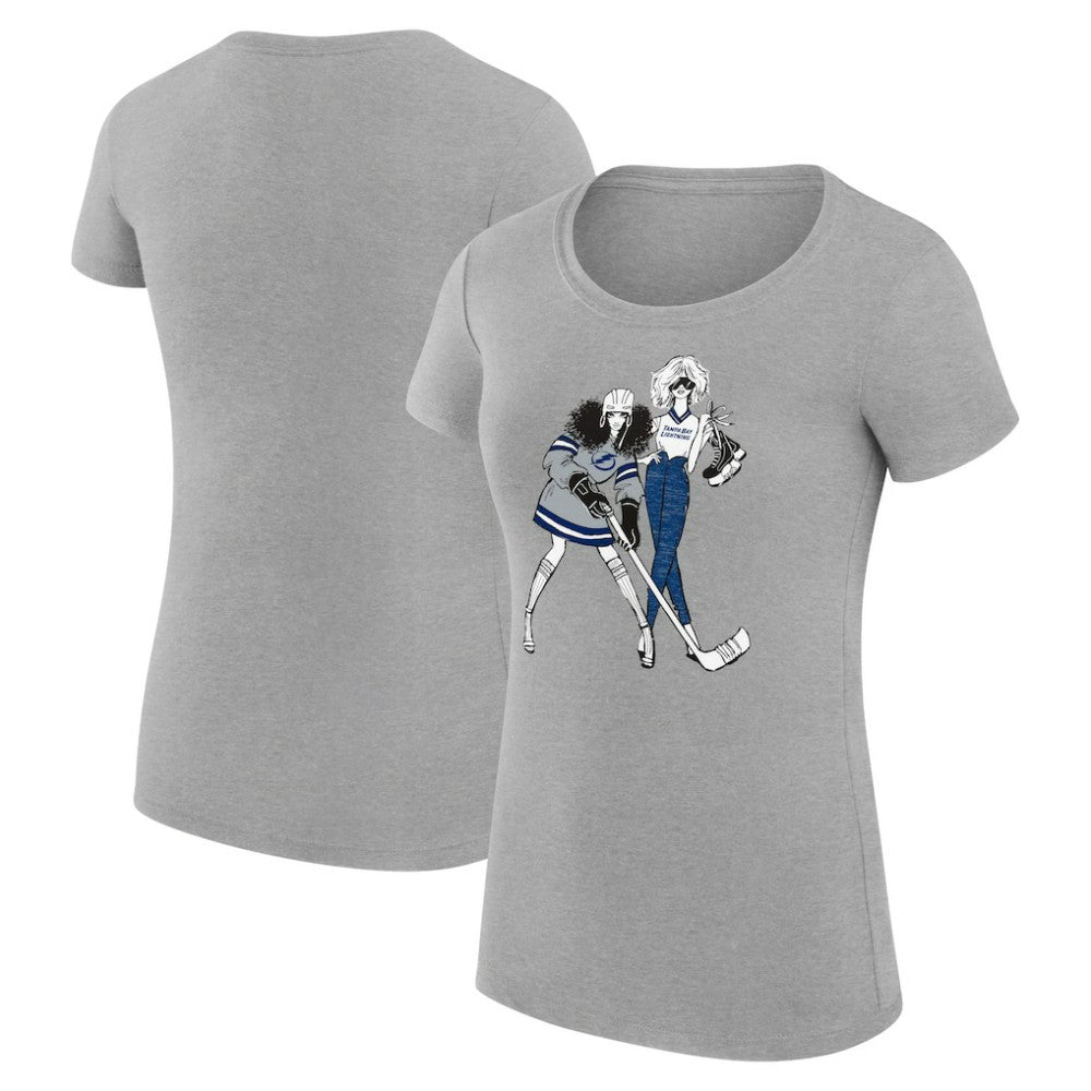 Tampa Bay Lightning G-III 4Her by Carl Banks Women's Super-Slim Fit Lightweight Hockey Girls T-Shirt - Heather Gray - NHL