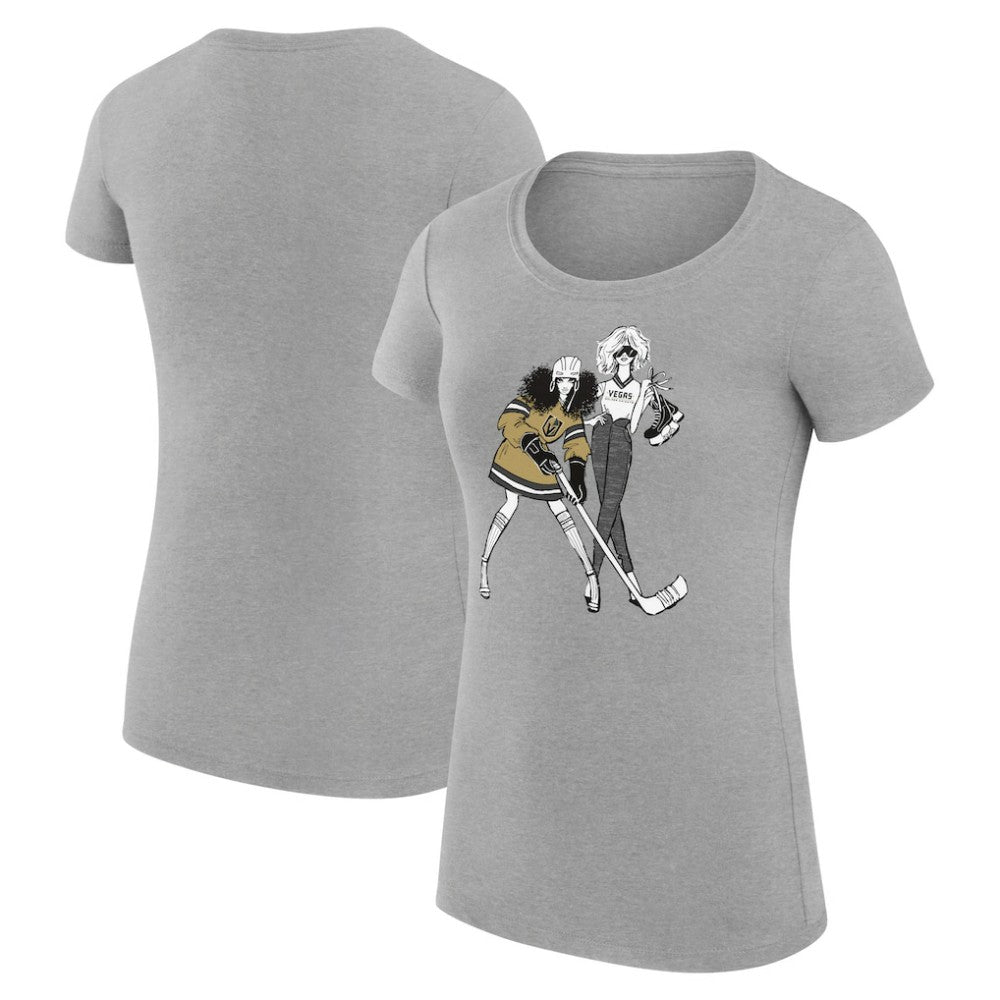 Vegas Golden Knights G-III 4Her by Carl Banks Women's Super-Slim Fit Lightweight Hockey Girls T-Shirt - Heather Gray - NHL