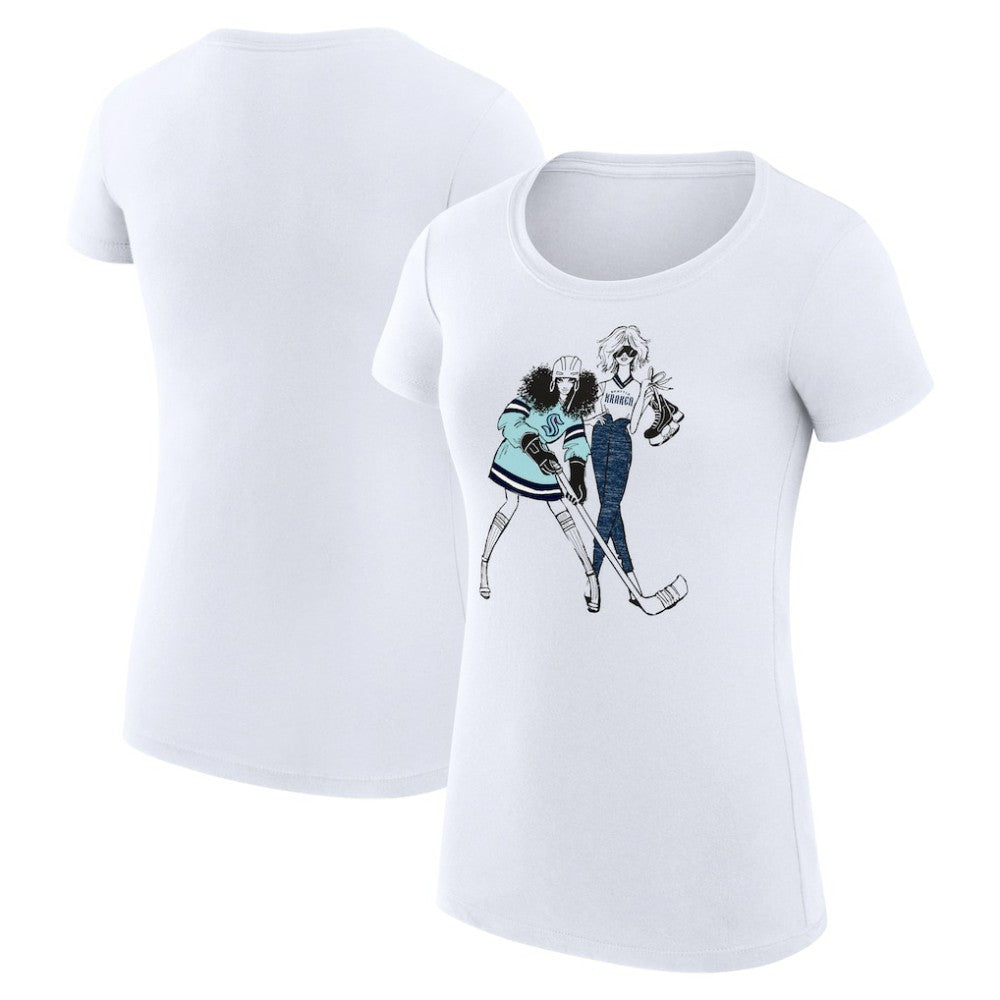 Seattle Kraken G-III 4Her by Carl Banks Women's Super-Slim Fit Lightweight Hockey Girls T-Shirt - White - NHL