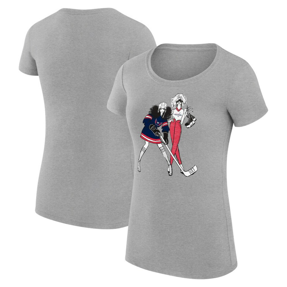 Washington Capitals G-III 4Her by Carl Banks Women's Super-Slim Fit Lightweight Hockey Girls T-Shirt - Heather Gray - NHL