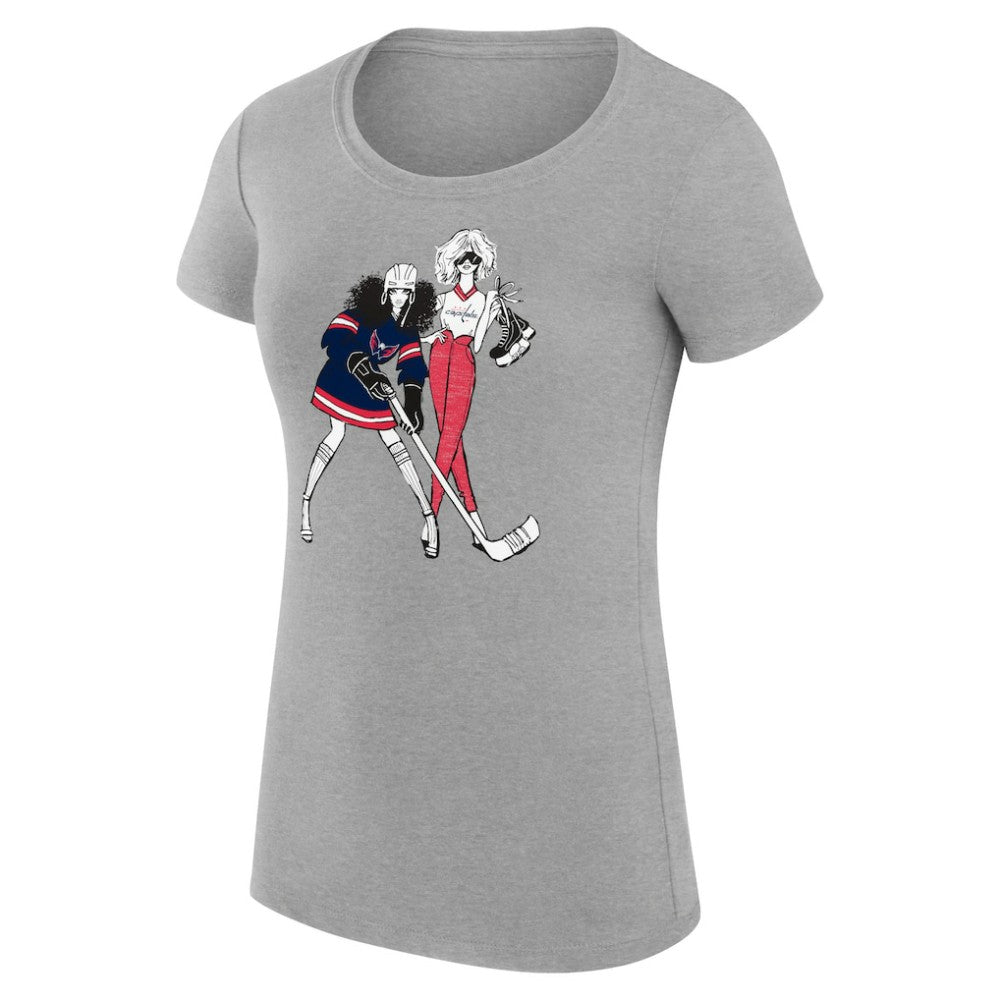 Washington Capitals G-III 4Her by Carl Banks Women's Super-Slim Fit Lightweight Hockey Girls T-Shirt - Heather Gray - NHL