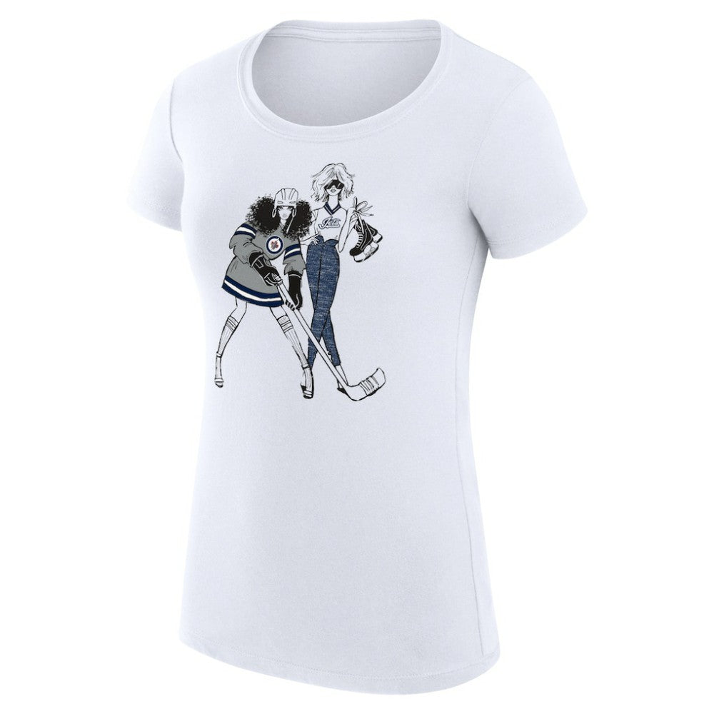 Winnipeg Jets G-III 4Her by Carl Banks Women's Super-Slim Fit Lightweight Hockey Girls T-Shirt - White - NHL