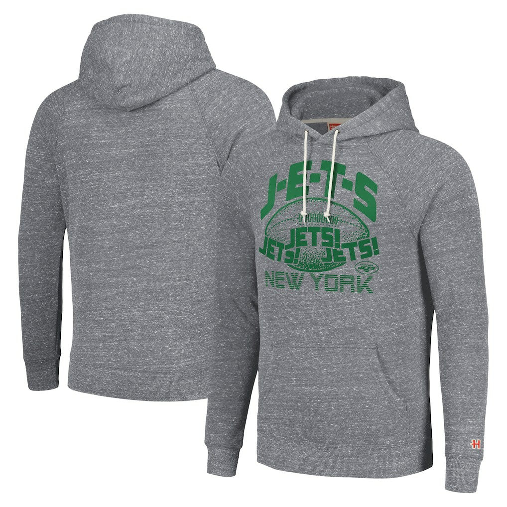 New York Jets Homage Unisex Hyperlocal Raglan Pullover Hoodie Gray | NFL