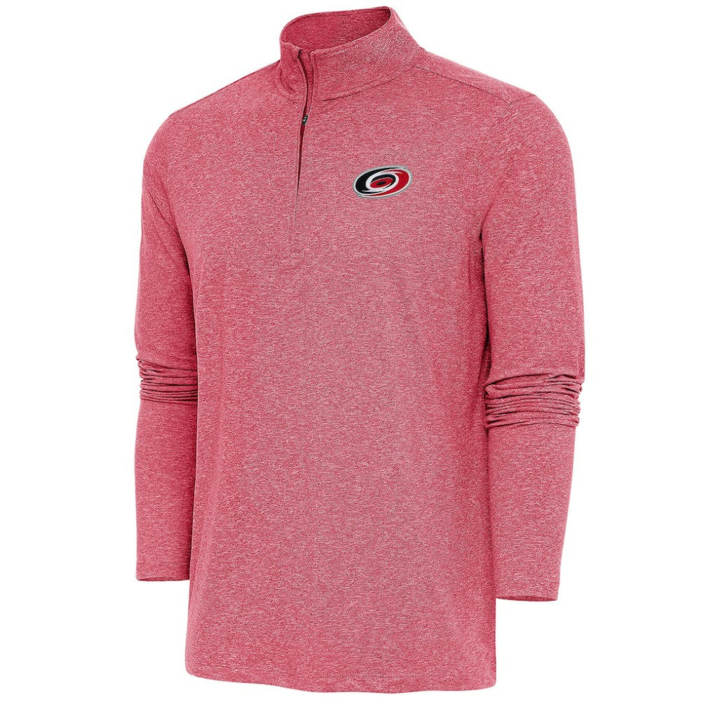 Carolina Hurricanes Antigua Hunk Quarter-Zip Pullover Top - Heather Red - NHL