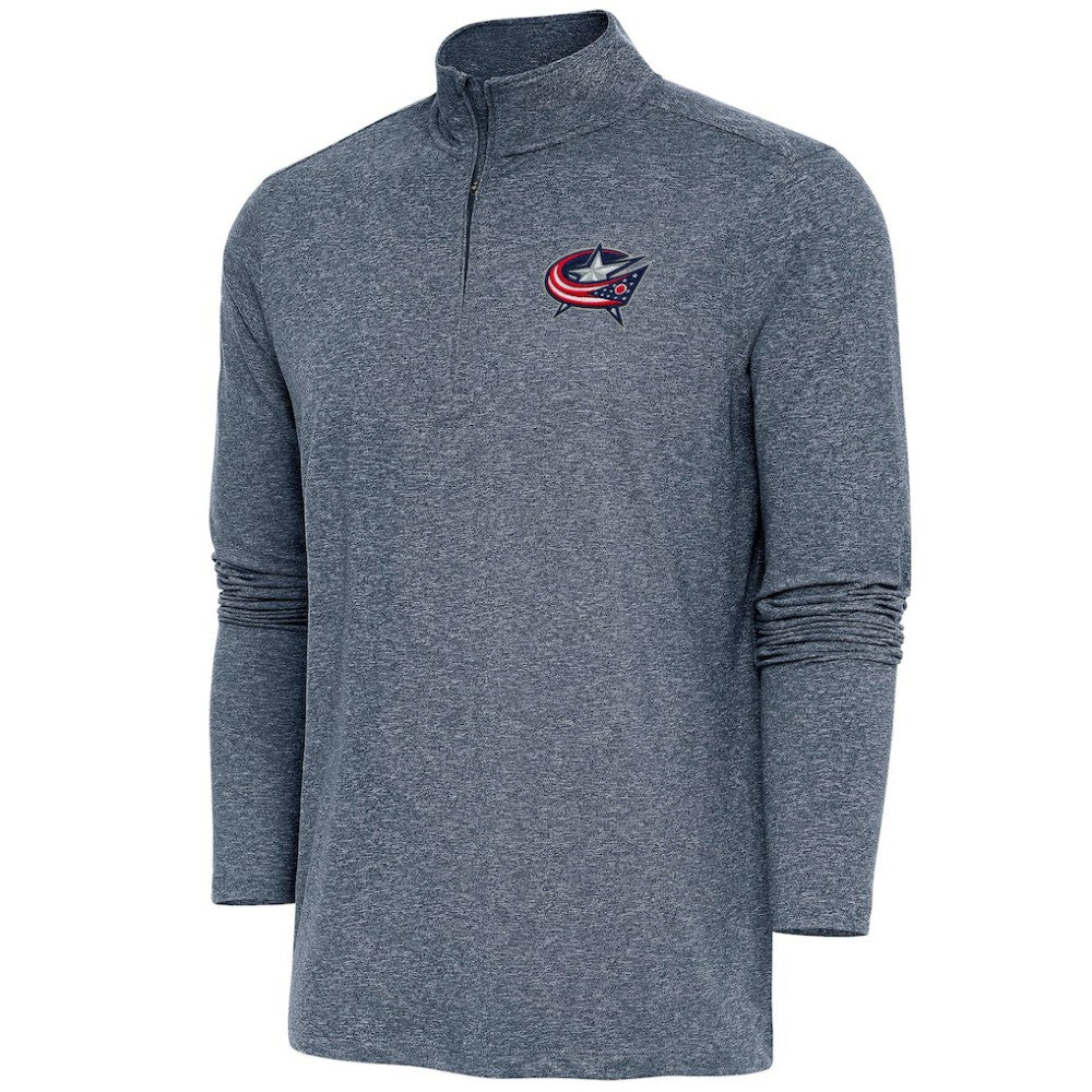 Columbus Blue Jackets Antigua Hunk Quarter-Zip Pullover Top - Heather Navy - NHL