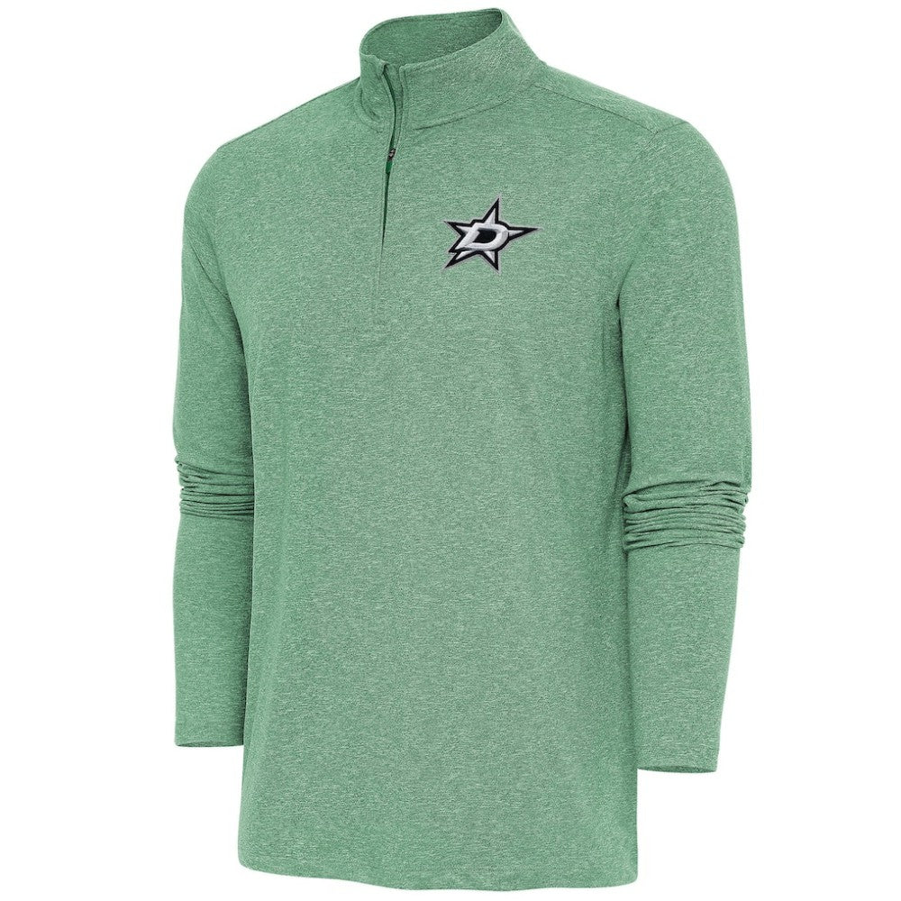 Dallas Stars Antigua Hunk Quarter-Zip Pullover Top - Heather Hunter Green - NHL