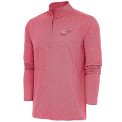 Detroit Red Wings Antigua Hunk Quarter-Zip Pullover Top - Heather Red - NHL