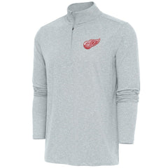 Detroit Red Wings Antigua Hunk Quarter-Zip Pullover Top - Heather Gray - NHL