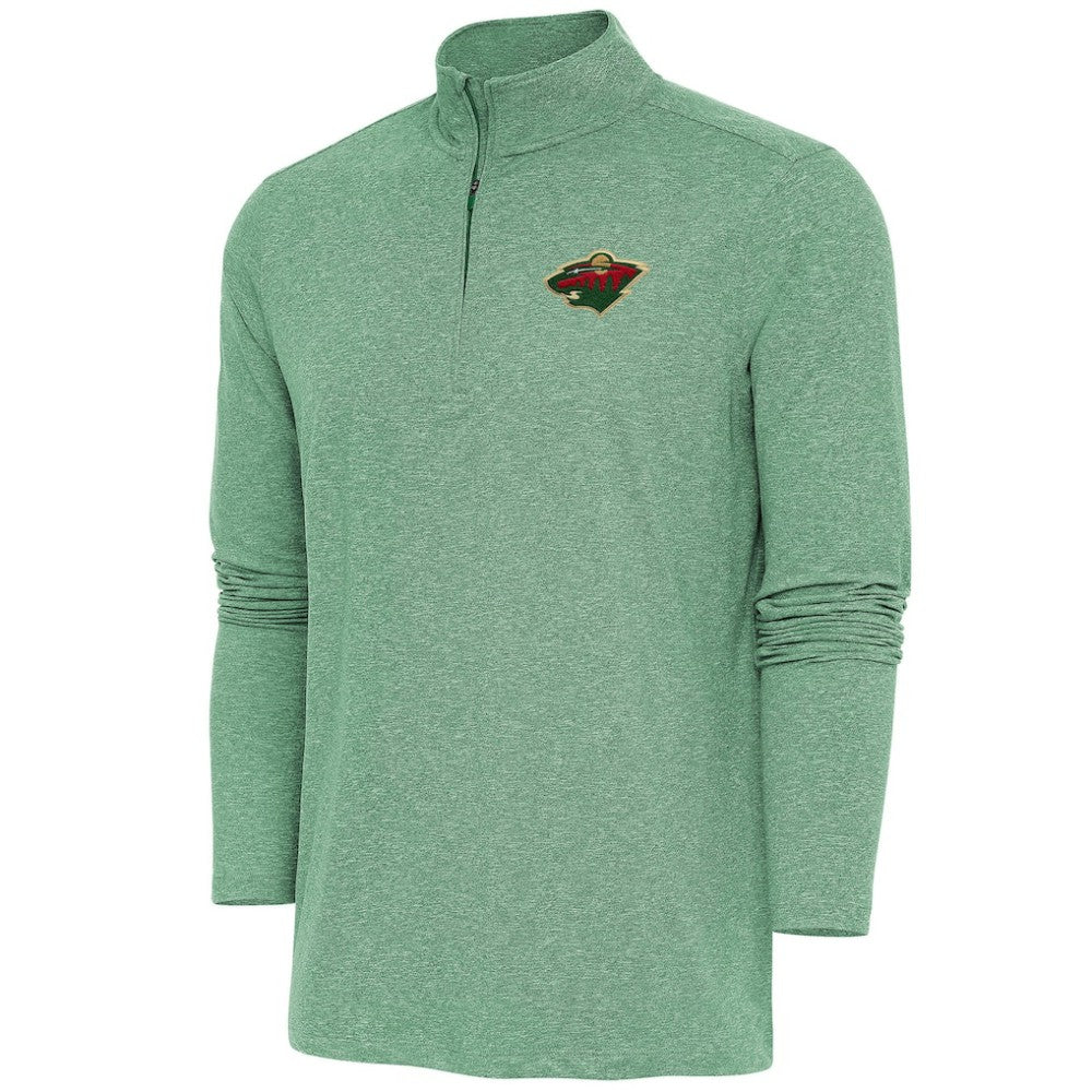 Minnesota Wild Antigua Hunk Quarter-Zip Pullover Top - Heather Hunter Green - NHL