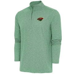 Minnesota Wild Antigua Hunk Quarter-Zip Pullover Top - Heather Hunter Green - NHL