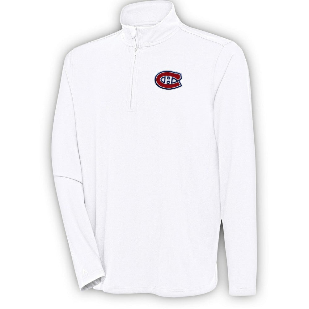 Montreal Canadiens Antigua Hunk Quarter-Zip Pullover Top - White - NHL