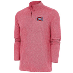 Montreal Canadiens Antigua Hunk Quarter-Zip Pullover Top - Heather Red - NHL