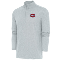 Montreal Canadiens Antigua Hunk Quarter-Zip Pullover Top - Heather Gray - NHL
