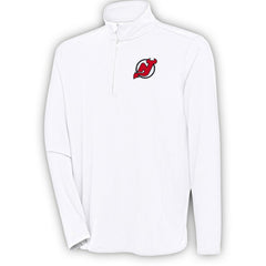 New Jersey Devils Antigua Hunk Quarter-Zip Pullover Top - White - NHL