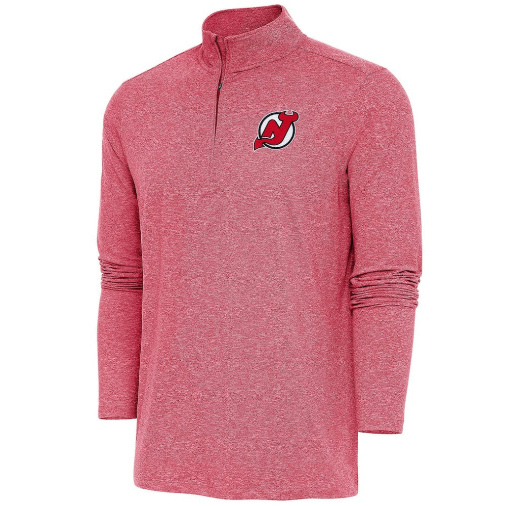 New Jersey Devils Antigua Hunk Quarter-Zip Pullover Top - Heather Red - NHL