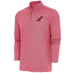 New Jersey Devils Antigua Hunk Quarter-Zip Pullover Top - Heather Red - NHL