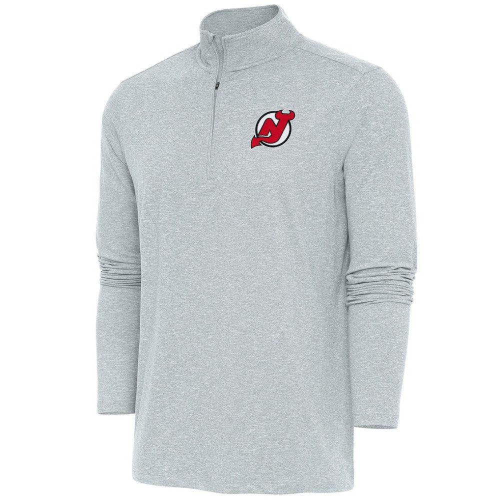 New Jersey Devils Antigua Hunk Quarter-Zip Pullover Top - Heather Gray - NHL