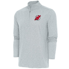 New Jersey Devils Antigua Hunk Quarter-Zip Pullover Top - Heather Gray - NHL