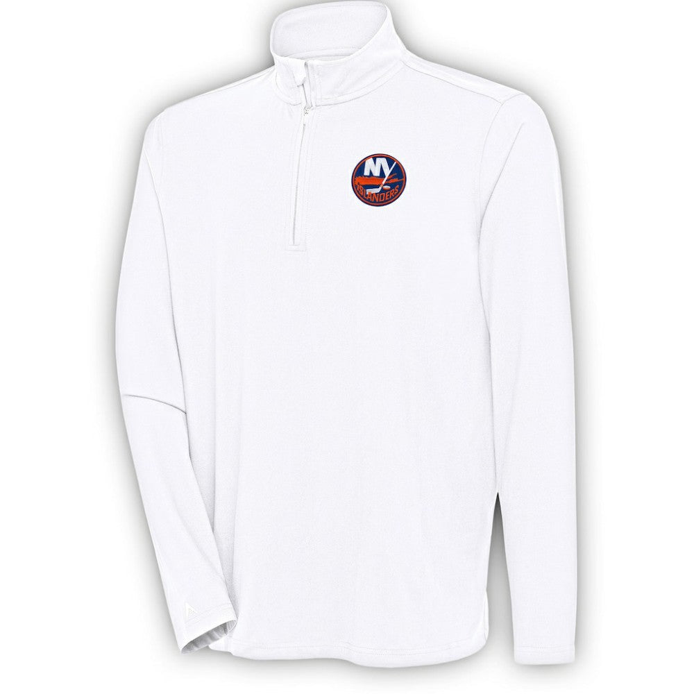 New York Islanders Antigua Hunk Quarter-Zip Pullover Top - White - NHL