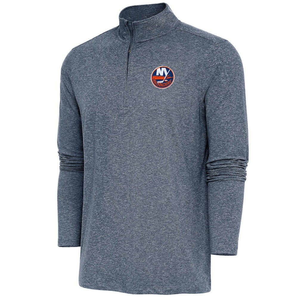 New York Islanders Antigua Hunk Quarter-Zip Pullover Top - Heather Navy - NHL