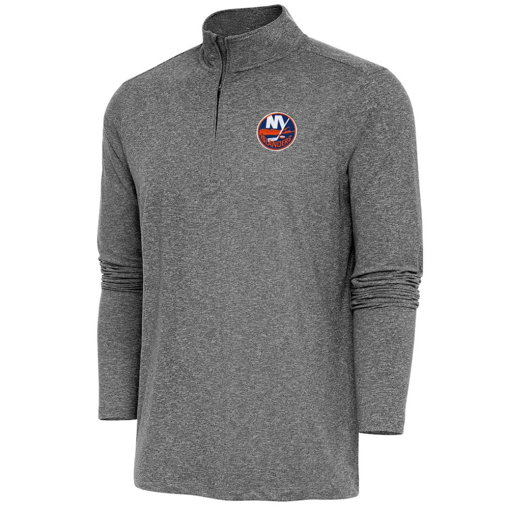 New York Islanders Antigua Hunk Quarter-Zip Pullover Top - Heather Black - NHL
