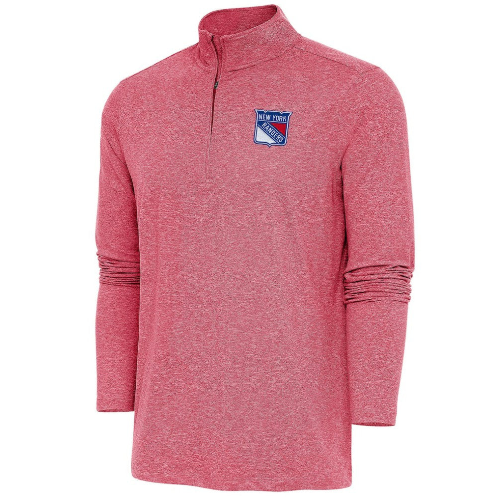 New York Rangers Antigua Hunk Quarter-Zip Pullover Top - Heather Red - NHL