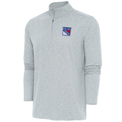 New York Rangers Antigua Hunk Quarter-Zip Pullover Top - Heather Gray - NHL