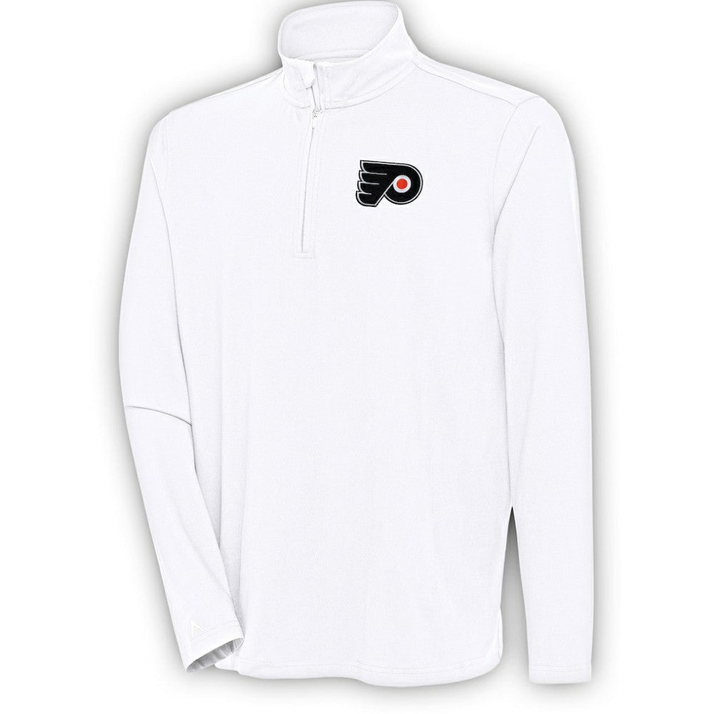Philadelphia Flyers Antigua Hunk Quarter-Zip Pullover Top - White - NHL
