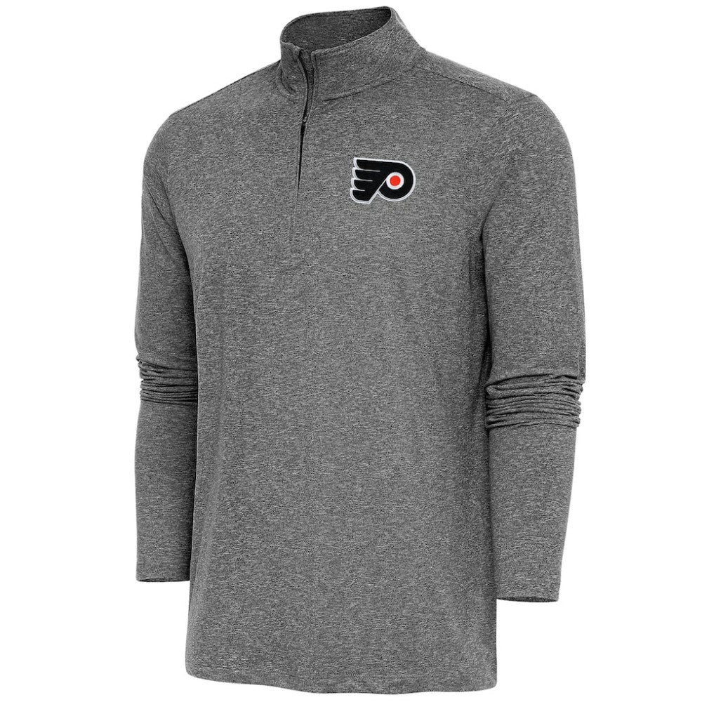 Philadelphia Flyers Antigua Hunk Quarter-Zip Pullover Top - Heather Black - NHL