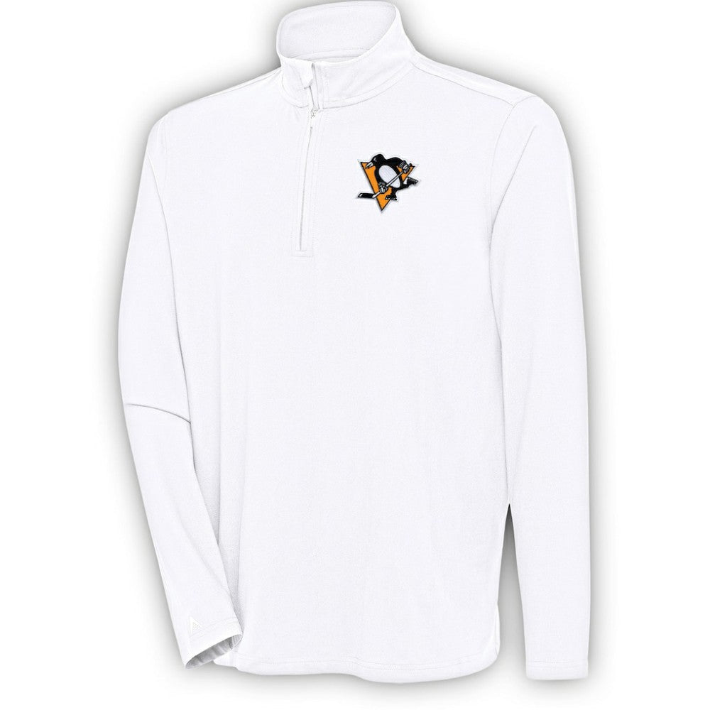 Pittsburgh Penguins Antigua Hunk Quarter-Zip Pullover Top - White - NHL