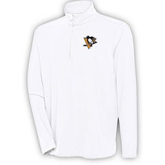 Pittsburgh Penguins Antigua Hunk Quarter-Zip Pullover Top - White - NHL