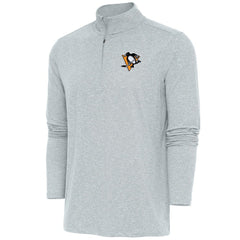 Pittsburgh Penguins Antigua Hunk Quarter-Zip Pullover Top - Heather Gray - NHL