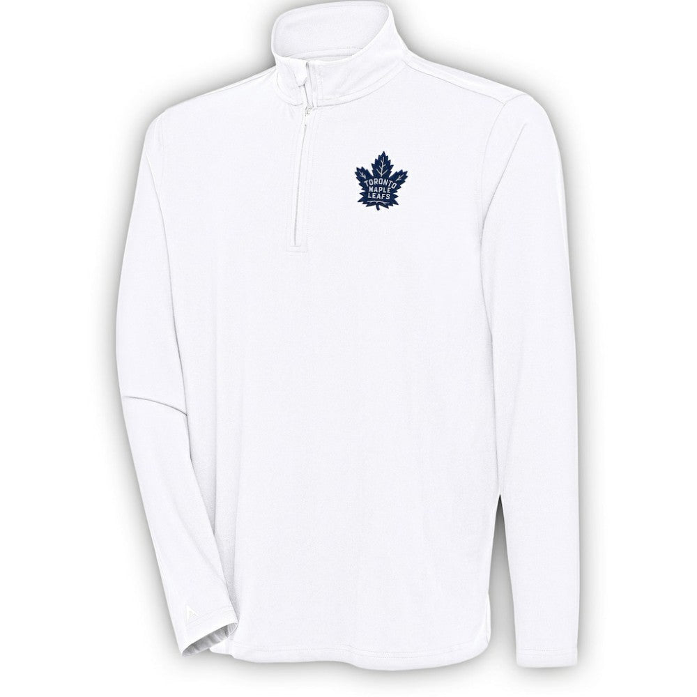 Toronto Maple Leafs Antigua Hunk Quarter-Zip Pullover Top - White - NHL