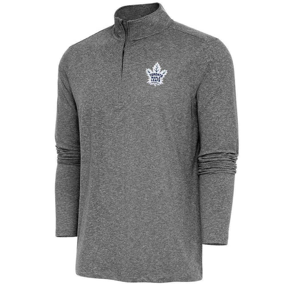 Toronto Maple Leafs Antigua Hunk Quarter-Zip Pullover Top - Heather Black - NHL