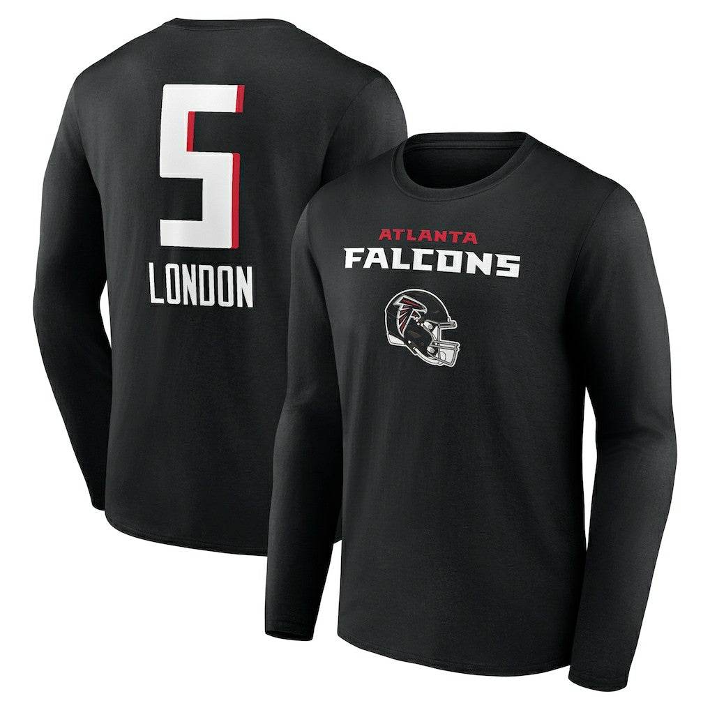 Drake London Atlanta Falcons Team Wordmark Player Name & Number Long Sleeve T-Shirt Black | NFL
