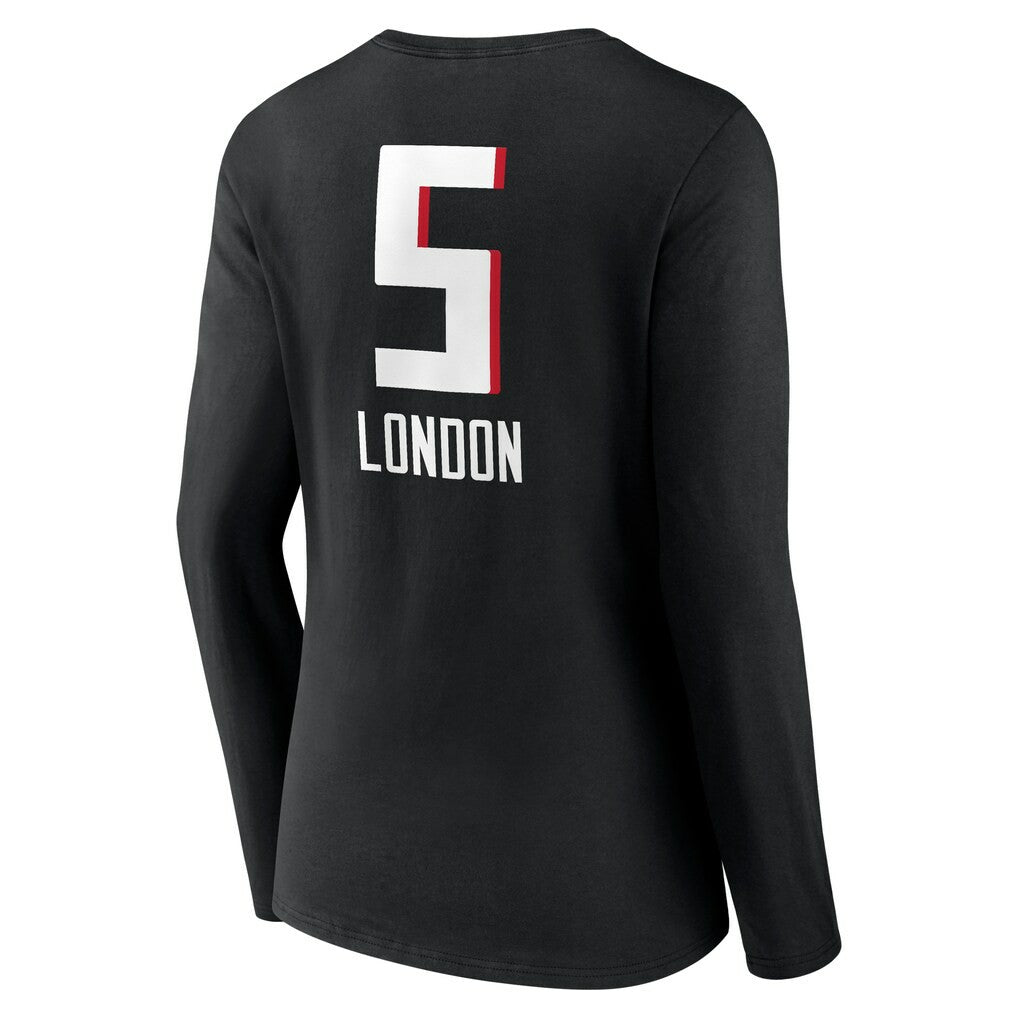 Drake London Atlanta Falcons Women's Team Wordmark Player Name & Number Long Sleeve V-Neck T-Shirt Black | NFL
