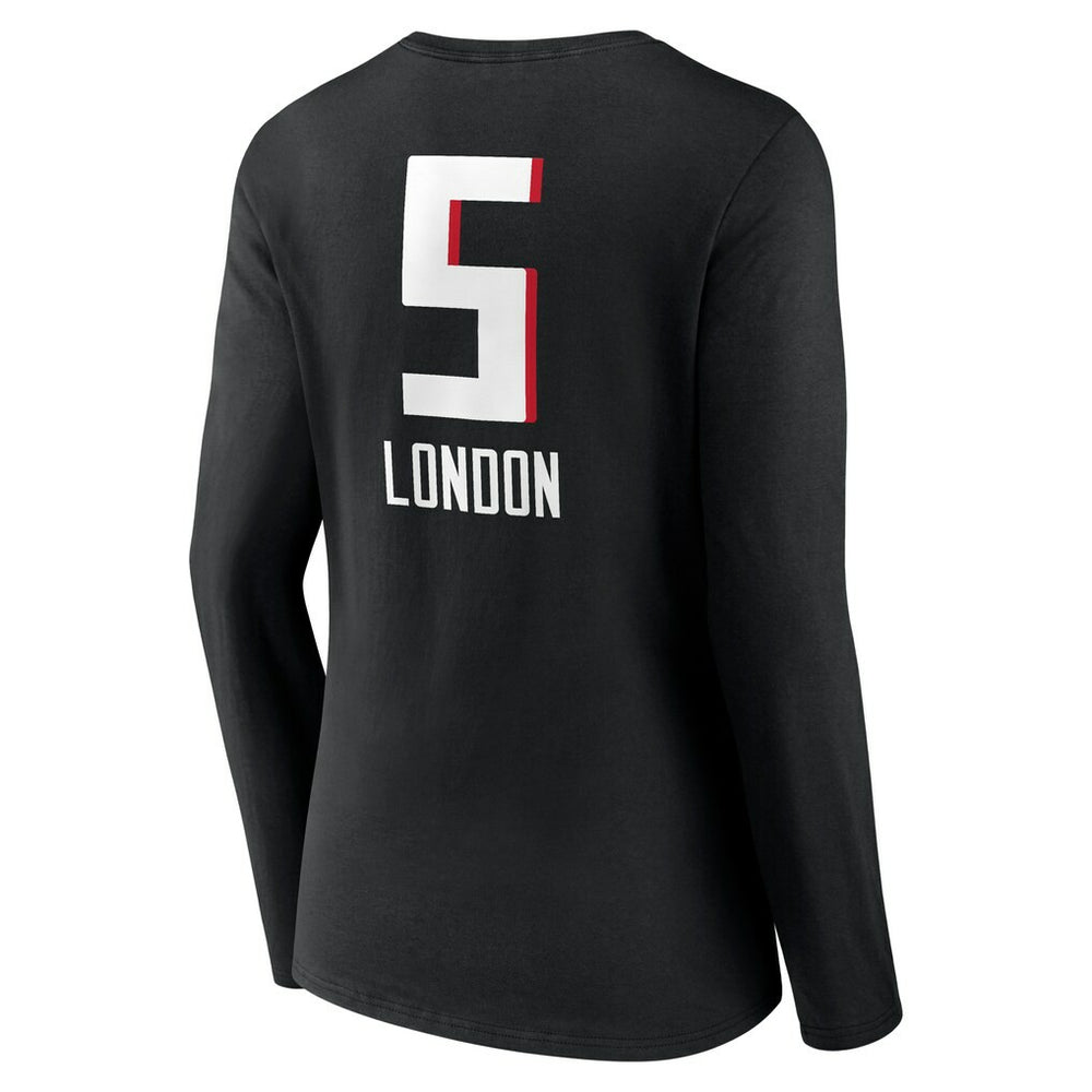 Drake London Atlanta Falcons Women's Team Wordmark Player Name & Number Long Sleeve V-Neck T-Shirt Black | NFL