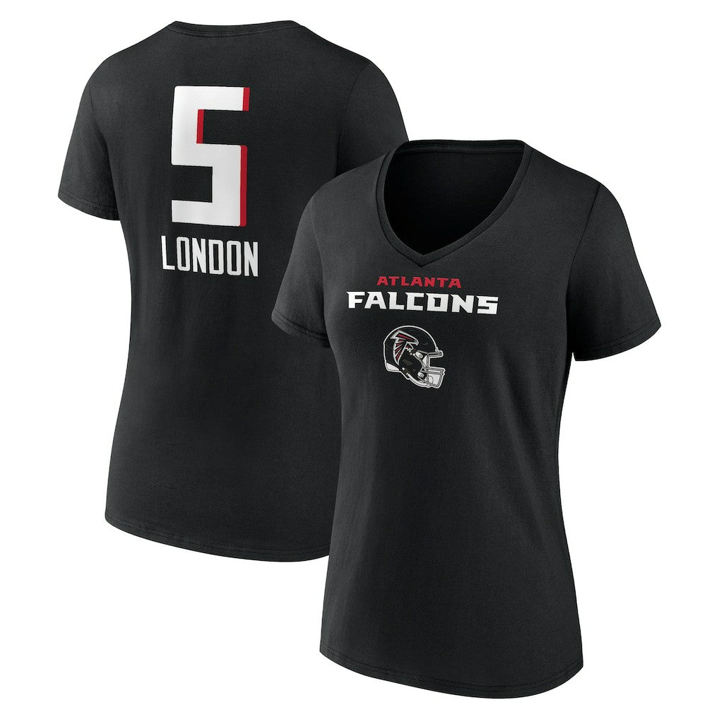Drake London Atlanta Falcons Women's Team Wordmark Player Name & Number V-Neck T-Shirt Black | NFL