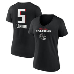 Drake London Atlanta Falcons Women's Team Wordmark Player Name & Number V-Neck T-Shirt Black | NFL